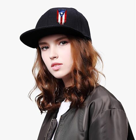 Snapback Hats for Men Puerto Rico Flag Hat Flat Bill Hats for Men Fitted Black Baseball Cap Mens in Saudi Arabia