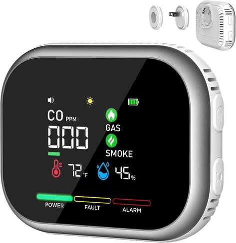 6-in-1 Multifunctional Digital Air Quality Monitor with High Accuracy Sensor, LCD Display Temperature Humidity Gauge, Portable Rechargeable Indoor Environment Detector for Home & Office & RV & Travel in Saudi Arabia
