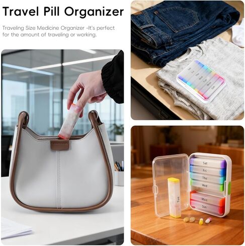Weekly Pill Organizer 2 Times a Day, Large Travel Pill Box 7 Day, Am Pm Twice Daily Pill Case with Rotatable Handle, Week Pill Holder Container for Vitamin Medicine Supplement Fish Oil (Black Colour) in Saudi Arabia
