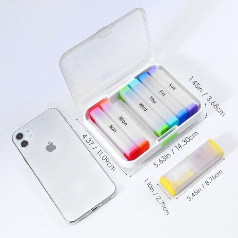 Weekly Pill Organizer 2 Times a Day, Large Travel Pill Box 7 Day, Am Pm Twice Daily Pill Case with Rotatable Handle, Week Pill Holder Container for Vitamin Medicine Supplement Fish Oil (Black Colour) in Saudi Arabia