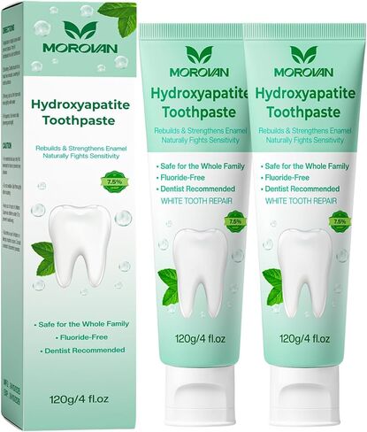 Fluoride Free Nano Hydroxyapatite Toothpaste: 2 Packs Natural Whitening & Remineralizing for Sensitive Teeth & Enamel Protection - Gentle Mint Flavor - 8.46 fl.oz in Kuwait