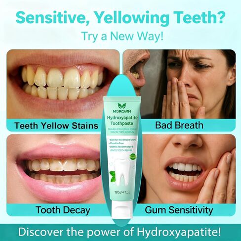 Fluoride Free Nano Hydroxyapatite Toothpaste: 2 Packs Natural Whitening & Remineralizing for Sensitive Teeth & Enamel Protection - Gentle Mint Flavor - 8.46 fl.oz in Kuwait