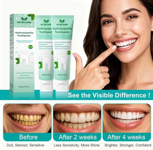 Fluoride Free Nano Hydroxyapatite Toothpaste: 2 Packs Natural Whitening & Remineralizing for Sensitive Teeth & Enamel Protection - Gentle Mint Flavor - 8.46 fl.oz in Kuwait