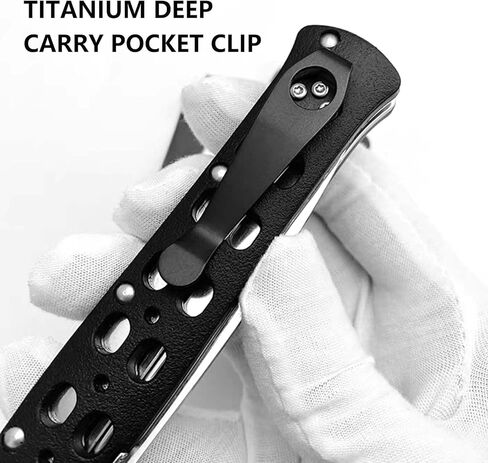 4 عبوات من مشبك جيب للحمل العميق من التيتانيوم متوافق مع Spyderco C81 C10 C11، Para 3، Paramilitary 2 والمزيد من نماذج السكاكين - 2.09 بوصة تصميم أسود ثلاثي الفتحات مع 6 قطع براغي in Kuwait