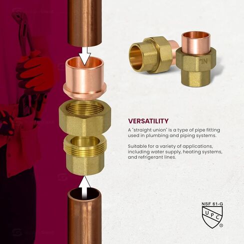 العرض العملاق DDDV0112 1-1/2" الحجم الاسمي بدون اتحاد مستقيم من الرصاص مع مآخذ العرق للاستخدام مع أنابيب النحاس 1-5/8" OD، 28 in Kuwait