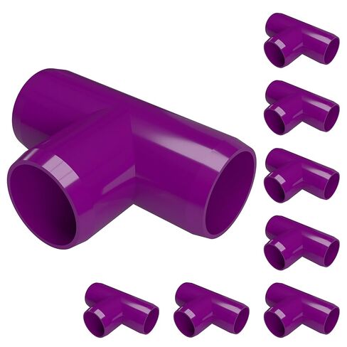 FORMUFIT 3/4" Tee Furniture Grade PVC Fitting in Black, Made in USA, UV-Resistant, Impact-Proof, 1.050" Actual Socket Diameter (Pack of 8) - F034TEE-BK-8 in Saudi Arabia