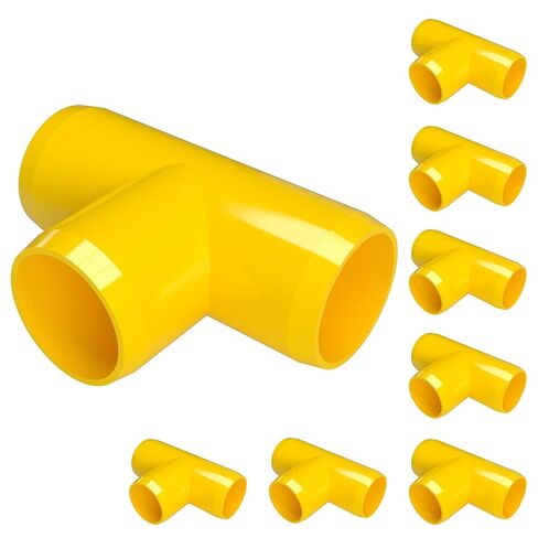 FORMUFIT 3/4" Tee Furniture Grade PVC Fitting in Black, Made in USA, UV-Resistant, Impact-Proof, 1.050" Actual Socket Diameter (Pack of 8) - F034TEE-BK-8 in Saudi Arabia