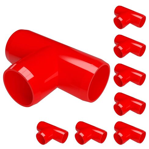 FORMUFIT 3/4" Tee Furniture Grade PVC Fitting in Black, Made in USA, UV-Resistant, Impact-Proof, 1.050" Actual Socket Diameter (Pack of 8) - F034TEE-BK-8 in Saudi Arabia
