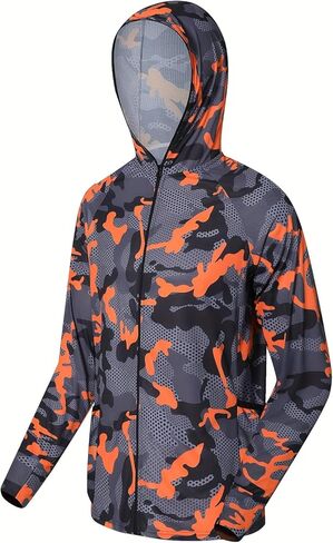 Sunscreen Breathable Hooded Fishing Suit,Lightweight Hooded Full Zip Jacket for Outdoor Sports,Travel and Fishing in Kuwait