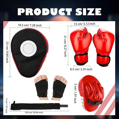 3-in-1 Boxing Gloves and Punching Mitts Set Kids Boxing Equipment Set for Youth Karate Muay Thai Taekwondo MMA in Kuwait