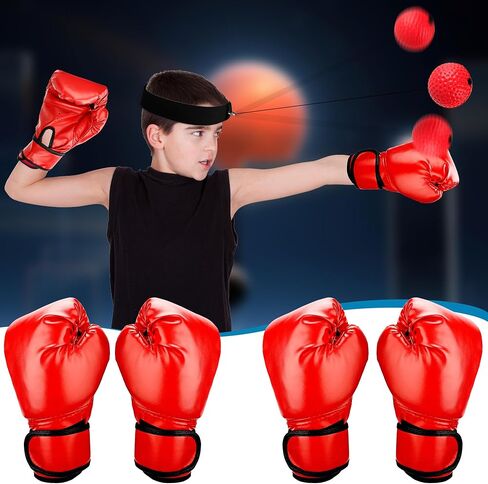 3-in-1 Boxing Gloves and Punching Mitts Set Kids Boxing Equipment Set for Youth Karate Muay Thai Taekwondo MMA in Kuwait
