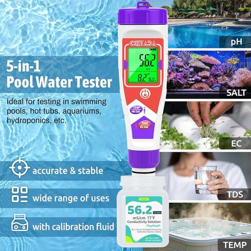 Digital Salinity Tester for Salt Water - Aquarium Salinity Meter with ATC, IP67 Waterproof, 0-200 PPT Large Range Multi-Parameter Tester for Seawater, Fish Tank, Hydroponics in Saudi Arabia