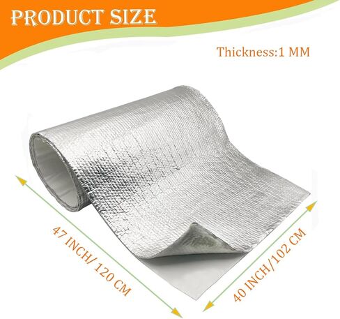40'' x 47'' Aluminized Heat Shield Thermal Barrier Adhesive Backed Heat Blanket Wrap Fiberglass Insulation Reflective Material High Temp Protection in Kuwait