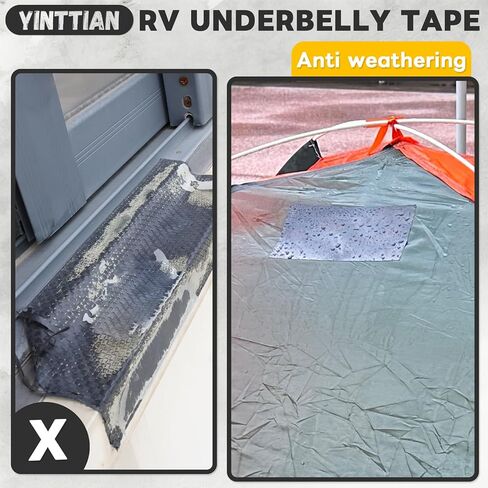شريط YINTTIAN بطول 6 بوصات RV Underbelly، رقعة إصلاح مقاومة للماء شديدة التحمل للمظلة، قماش القنب، الخيمة، الشراع وغطاء القارب، رقعة إصلاح خارجية للمنزل المحمول RV Camper، شريط التماس الدائم in Kuwait