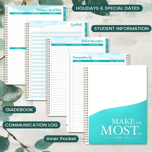 Planner 2023-2024 - July 2023-June 2024, 2023-2024 Academic Weekly & Monthly Planner with Tabs, 6.4" x 8.5", Hardcover with Back Pocket + Thick Paper + Twin-Wire Binding - Green in Saudi Arabia