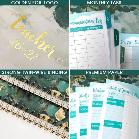 Planner 2023-2024 - July 2023-June 2024, 2023-2024 Academic Weekly & Monthly Planner with Tabs, 6.4" x 8.5", Hardcover with Back Pocket + Thick Paper + Twin-Wire Binding - Green in Saudi Arabia