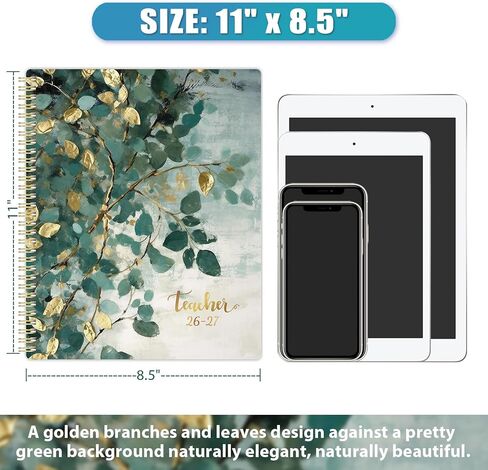Planner 2023-2024 - July 2023-June 2024, 2023-2024 Academic Weekly & Monthly Planner with Tabs, 6.4" x 8.5", Hardcover with Back Pocket + Thick Paper + Twin-Wire Binding - Green in Saudi Arabia