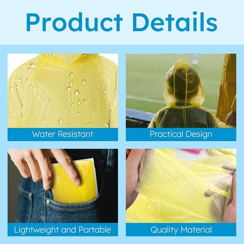 twoworld 180 Kid Rain Ponchos Bulk Disposable for Kids,Emergency Rain Ponchos for Girls Boys Travelling Camping Hiking in Kuwait