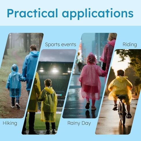 twoworld 180 Kid Rain Ponchos Bulk Disposable for Kids,Emergency Rain Ponchos for Girls Boys Travelling Camping Hiking in Kuwait