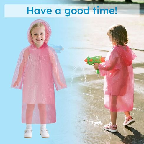 twoworld 180 Kid Rain Ponchos Bulk Disposable for Kids,Emergency Rain Ponchos for Girls Boys Travelling Camping Hiking in Kuwait