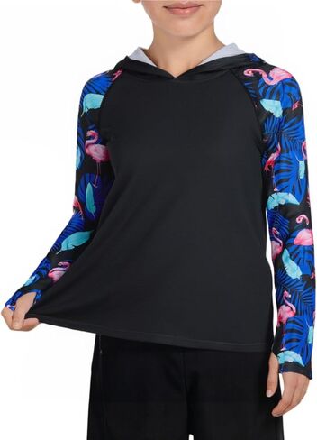 Boys Rash Guard Long Sleeve Hooded Swim Shirt Kids UPF 50+ Sun Protection Fishing Shirts Hoodie with Thumb Hole in Saudi Arabia
