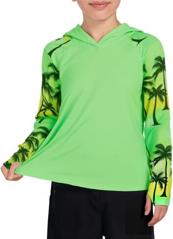 Boys Rash Guard Long Sleeve Hooded Swim Shirt Kids UPF 50+ Sun Protection Fishing Shirts Hoodie with Thumb Hole in Saudi Arabia