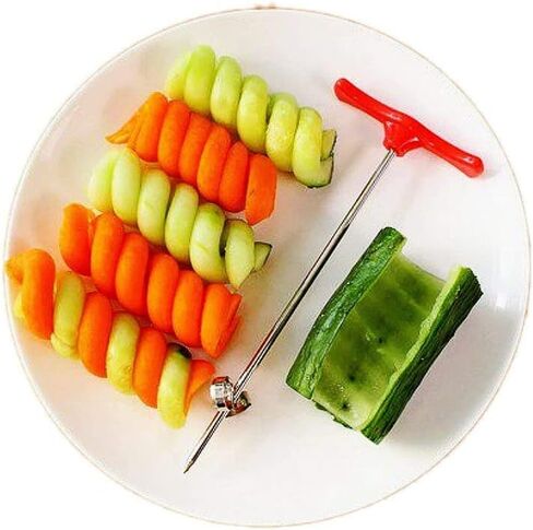 الخيار Spiralizer الخضروات نحت سلطة المروحية المسمار اللولبي اليدوي لقاطع الخيار لقطع التفاح الخضروات Spiralizer الجزرة دوامة القاطع للبطاطس الخضروات الأشكال المجعدة كوسة Corer in Kuwait