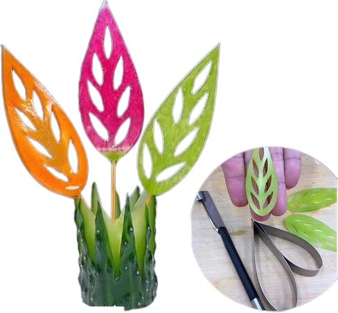 7-Piece Stainless Steel Fruit & Vegetable Carving Set – Floral & Leaf Cut-Out Tools with Punch Knife for Kitchen Art, Garnishing, Party Platters in Kuwait