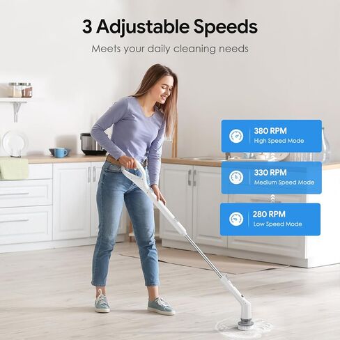 Sorpci Electric Spin Scrubber، 2026 فرشاة تنظيف لاسلكية جديدة، فرشاة تنظيف الدش مع 7 رؤوس فرشاة قابلة للاستبدال، جهاز تنظيف الطاقة 3 سرعات قابلة للتعديل، مقبض طويل قابل للفصل وIPX7 مقاوم للماء in Kuwait