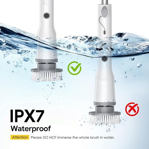Sorpci Electric Spin Scrubber، 2026 فرشاة تنظيف لاسلكية جديدة، فرشاة تنظيف الدش مع 7 رؤوس فرشاة قابلة للاستبدال، جهاز تنظيف الطاقة 3 سرعات قابلة للتعديل، مقبض طويل قابل للفصل وIPX7 مقاوم للماء in Kuwait