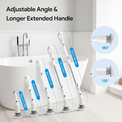Sorpci Electric Spin Scrubber، 2026 فرشاة تنظيف لاسلكية جديدة، فرشاة تنظيف الدش مع 7 رؤوس فرشاة قابلة للاستبدال، جهاز تنظيف الطاقة 3 سرعات قابلة للتعديل، مقبض طويل قابل للفصل وIPX7 مقاوم للماء in Kuwait