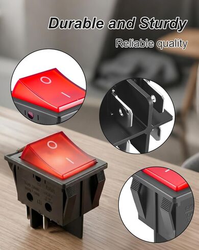 Rocker Switch with Red Lamp Fit for LE-CI 4Pin 2Stage 16A 250VAC T105/55 125VAC 16(4) A T85/55 Replace RS606, 2Pcs in Saudi Arabia