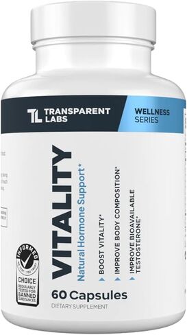 Transparent Labs Vitality Testosterone Booster - Testosterone Supplement for Men with Ashwagandha KSM-66, PrimaVie Shilajit Extract, & DIM to Support Vitality, & Bioavailable Testosterone - 60 Count in Kuwait