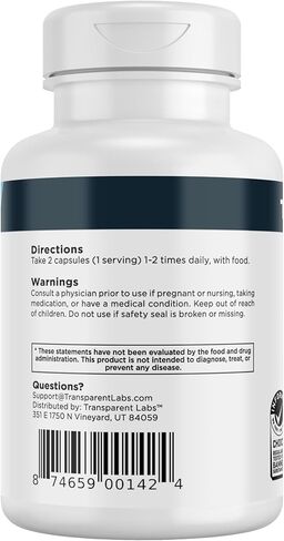 Transparent Labs Vitality Testosterone Booster - Testosterone Supplement for Men with Ashwagandha KSM-66, PrimaVie Shilajit Extract, & DIM to Support Vitality, & Bioavailable Testosterone - 60 Count in Kuwait