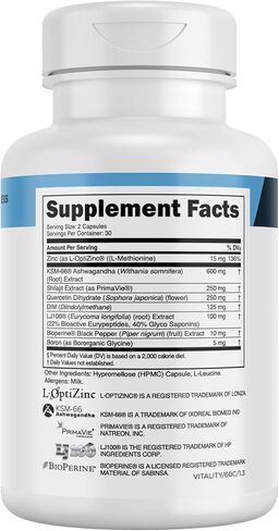 Transparent Labs Vitality Testosterone Booster - Testosterone Supplement for Men with Ashwagandha KSM-66, PrimaVie Shilajit Extract, & DIM to Support Vitality, & Bioavailable Testosterone - 60 Count in Kuwait