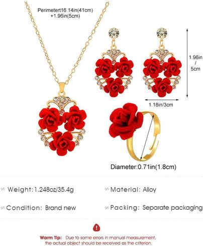 coadipress 3 Pairs Red Heart Necklace Earrings Bracelet Set for Women Dainty heart Pearl Choker Heart Stud Earrings Heart Bracelets Trendy Wedding Jewelry Set in Saudi Arabia