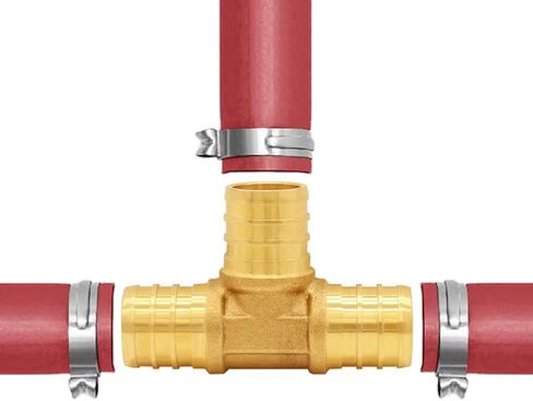Uenede 28PCS LF Brass 1/2 Inch PEX Coupling Barb Crimp Pipe Tube Fitting Kit (8PCS Straight + 8PCS Elbow + 8PCS Tee + 4PCS 4-Way) in Saudi Arabia