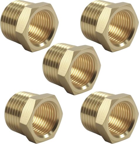 5PCS 1/2" NPT Male x 3/8" NPT Female Brass Bushing Reducer Adapter Fitting,1200 PSI Reducer for Plumbing in Saudi Arabia