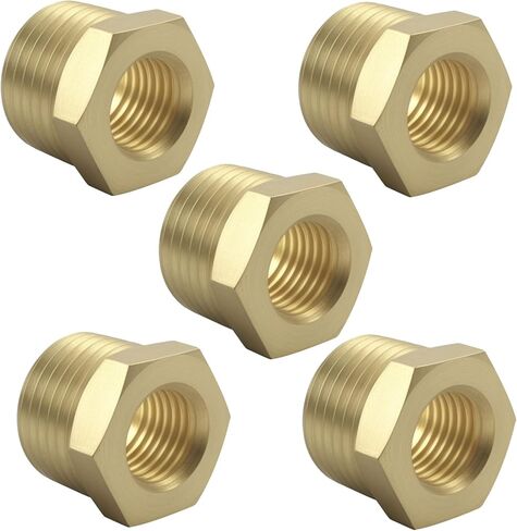 5PCS 1/2" NPT Male x 3/8" NPT Female Brass Bushing Reducer Adapter Fitting,1200 PSI Reducer for Plumbing in Saudi Arabia