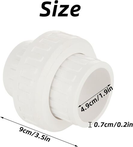 6PCS 1-1/2 Inch PVC Union 49mm PVC Union Coupling Pipe Fitting Adapter Schedule 40 PVCs Slip Unions, EPDM O-Ring, Socket to Socket, White in Kuwait