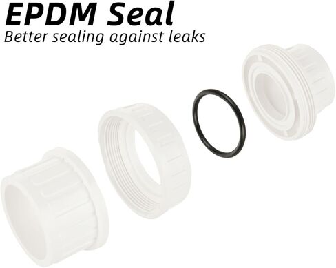 6PCS 1-1/2 Inch PVC Union 49mm PVC Union Coupling Pipe Fitting Adapter Schedule 40 PVCs Slip Unions, EPDM O-Ring, Socket to Socket, White in Kuwait