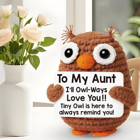 Mini Funny Owl Granddaughter Gifts from Grandma Grandpa, Birthday Graduation Gifts for Granddaughter from Grandparents, Handmade Emotional Positive Crochet Owl in Saudi Arabia