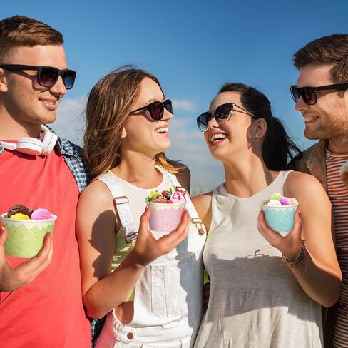 Hallswl 100pcs 11oz Ice Cream Bowls Disposable,Paper Ice Cream Cups,5 Color Sprinkles Food Containers for Dessert Snack Frozen Yogurt Soup and Summer Birthday Party Supplies in Kuwait