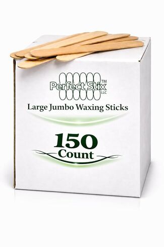 Perfect Stix Jumbo Waxing Sticks for Hair Removal, Wooden, 6 Inches, Body and Face, 150 Count in Kuwait