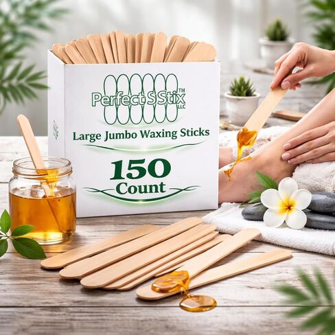 Perfect Stix Jumbo Waxing Sticks for Hair Removal, Wooden, 6 Inches, Body and Face, 150 Count in Kuwait