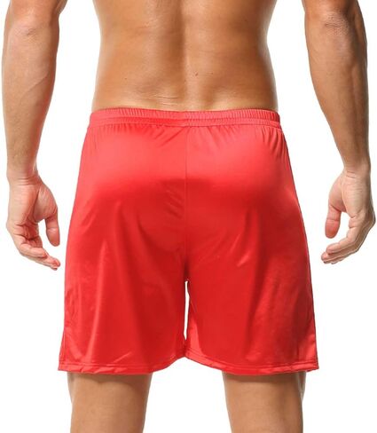 Mens Satin Boxers Lounge Shorts Solid Color Sleepwear Casual Silky Pajama Shorts Mid Waist Athletic Gym Short Pants in Saudi Arabia
