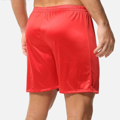 Mens Satin Boxers Lounge Shorts Solid Color Sleepwear Casual Silky Pajama Shorts Mid Waist Athletic Gym Short Pants in Saudi Arabia