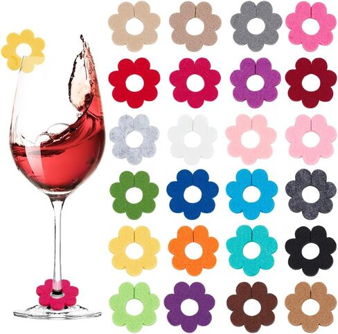 BENECREAT Felt Wine Glass Charms, Wine Identification Markers Drink Markers Tags for Cocktail Champagne Party Favors Decoration in Saudi Arabia