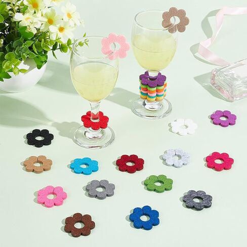 BENECREAT Felt Wine Glass Charms, Wine Identification Markers Drink Markers Tags for Cocktail Champagne Party Favors Decoration in Saudi Arabia