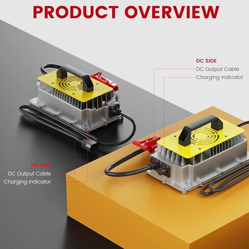 شاحن بطارية ليثيوم LOSSIGY 36V 25A، شاحن عربة جولف 43.8 فولت، شاحن هزيلة مع مروحة تبريد، شحن فعال وسريع، IP65 مقاوم للماء in Kuwait